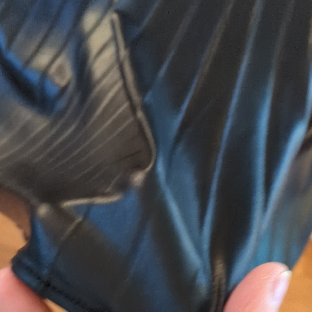 NWOT! Grace Elements Shiny Black Pleated Leather Look A-Line Skirt Size Medium - Picture 8 of 12